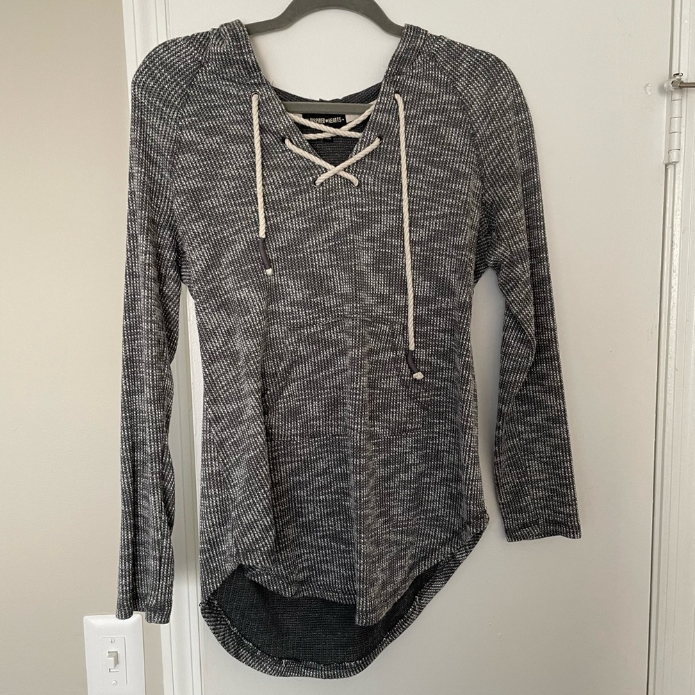 Inspired Hearts Charcoal Lace-Up Hoodie Size Medium